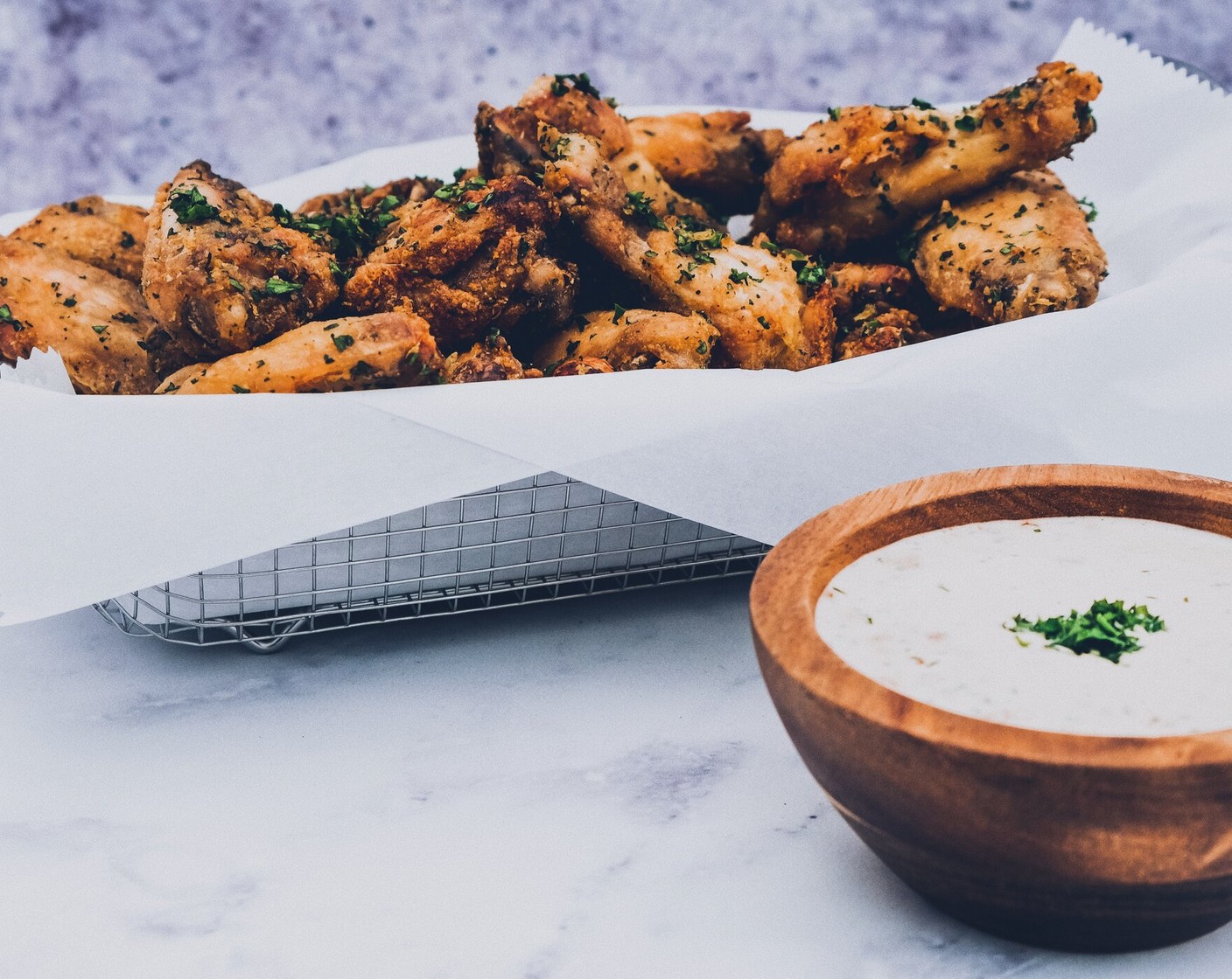 Lemon Pepper Wings with Homemade Spicy Ranch