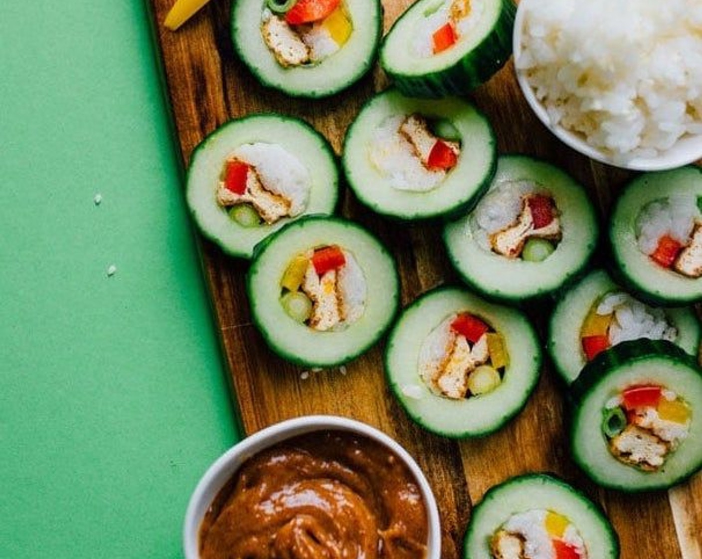 Tofu Stuffed Cucumber Sushi Roll