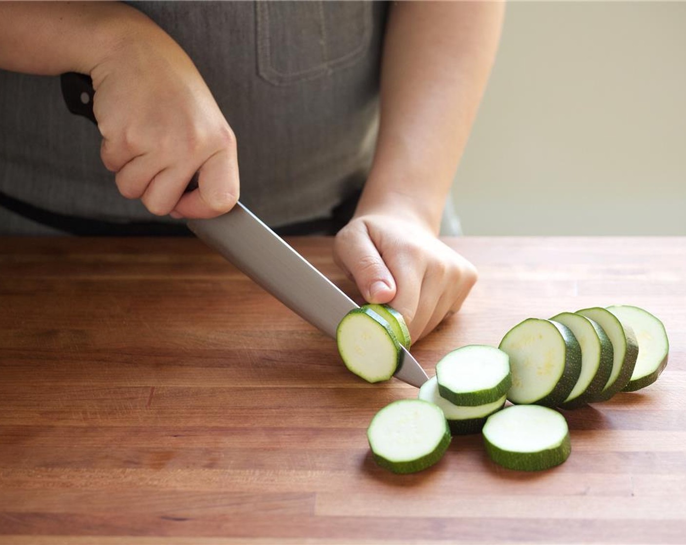 step 8 Cut the Zucchini (1) into half inch pieces, and set aside.