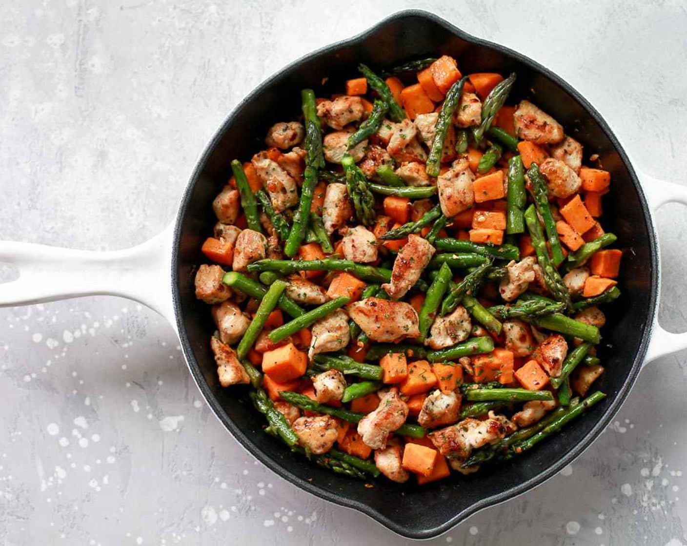 Asparagus Sweet Potato Chicken Skillet