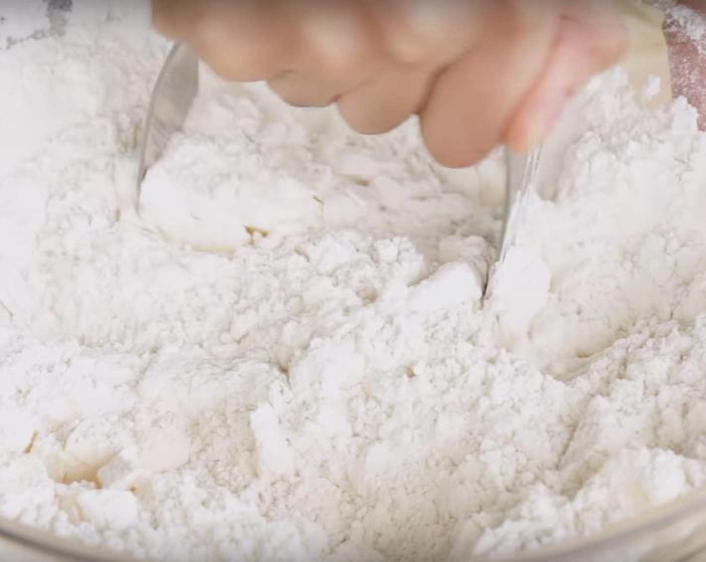 step 1 Sift All-Purpose Flour (2 1/4 cups) into a large bowl, add Salt (1 tsp) and mix together, blend in Butter (1/2 cup) with your fingertips or a pastry blender until mixture resembles coarse meal.