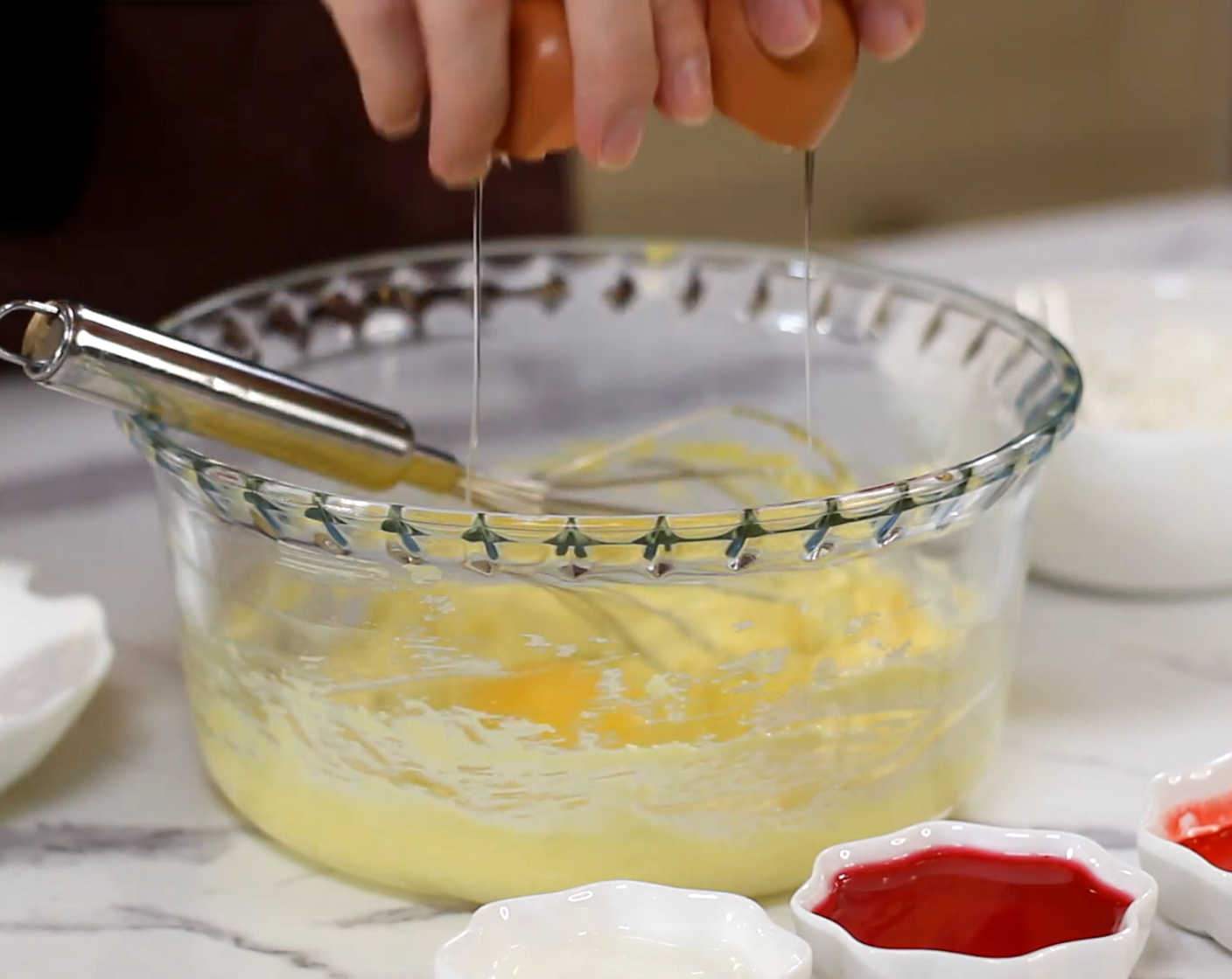 step 3 Crack in Eggs (2) one at a time and mix well.