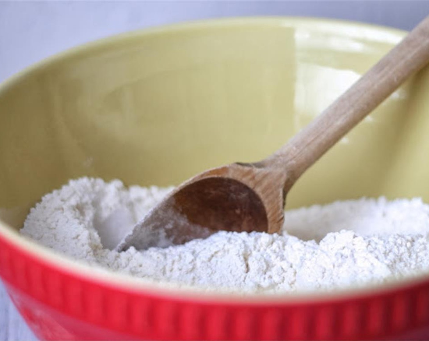 step 2 Mix the dry ingredients including All-Purpose Flour (3 cups), Baking Soda (1/4 tsp), Baking Powder (1 Tbsp) and Salt (2 pinches) together.