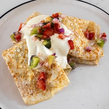 Yogurt Crepes with Savory Fruit Salsa Recipe | SideChef