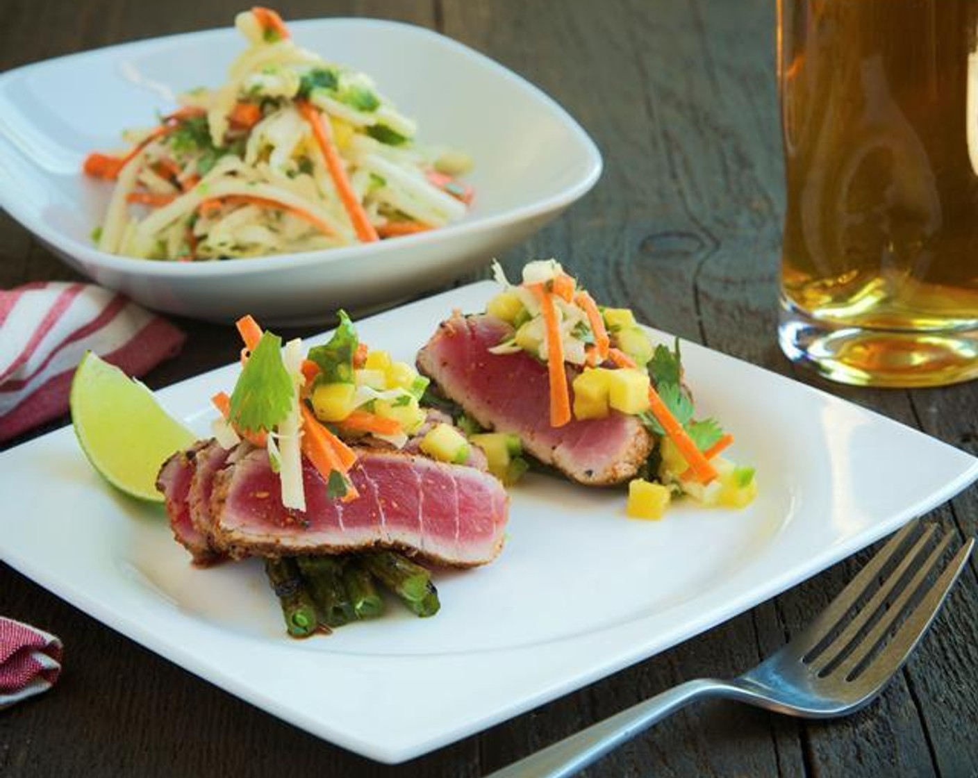 Seared Ahi Tuna with Miso Tahini Slaw