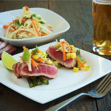 Seared Ahi Tuna with Miso Tahini Slaw Recipe | SideChef