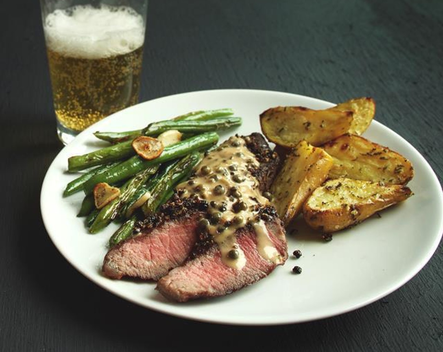 Steak Au Poivre with Roasted Rosemary Potatoes Recipe