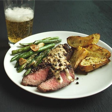 Steak Au Poivre with Roasted Rosemary Potatoes Recipe | SideChef