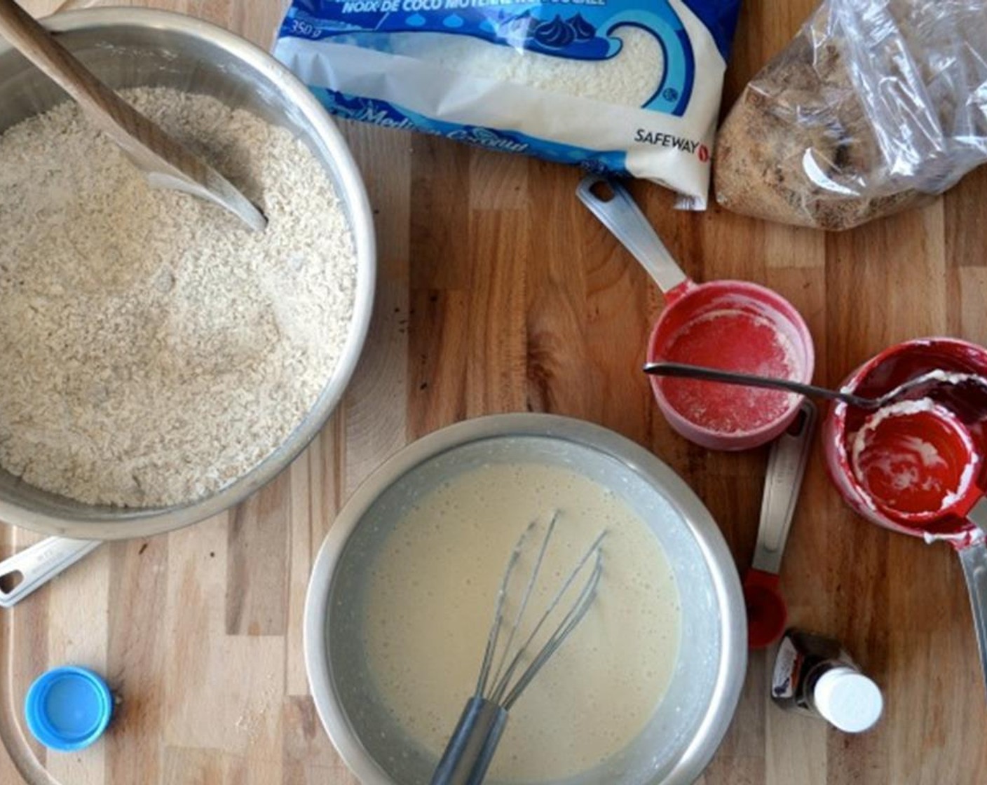 step 5 Mix Coconut Sugar (3/4 cup) and Unsweetened Coconut Flakes (1 1/2 cups) into dry ingredients.