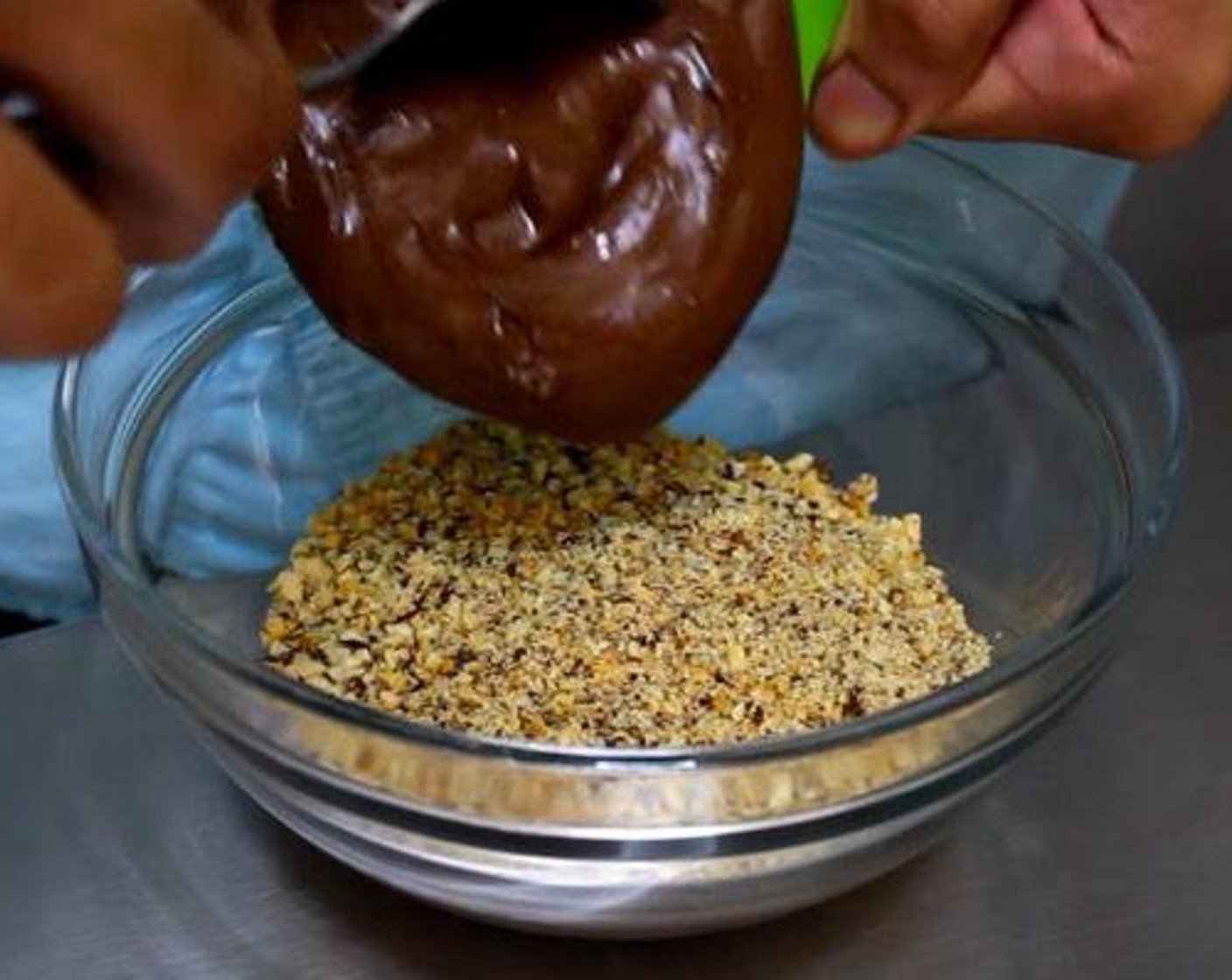 step 1 Add Toasted Hazelnuts (3/4 cup) to a bowl and top with Nutella® (1 cup). Use a spoon to mix it up. Put it in the freezer for 30 minutes to 1 hour.