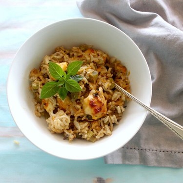 One-Pan Creamy Basil Chicken and Rice Casserole Recipe | SideChef