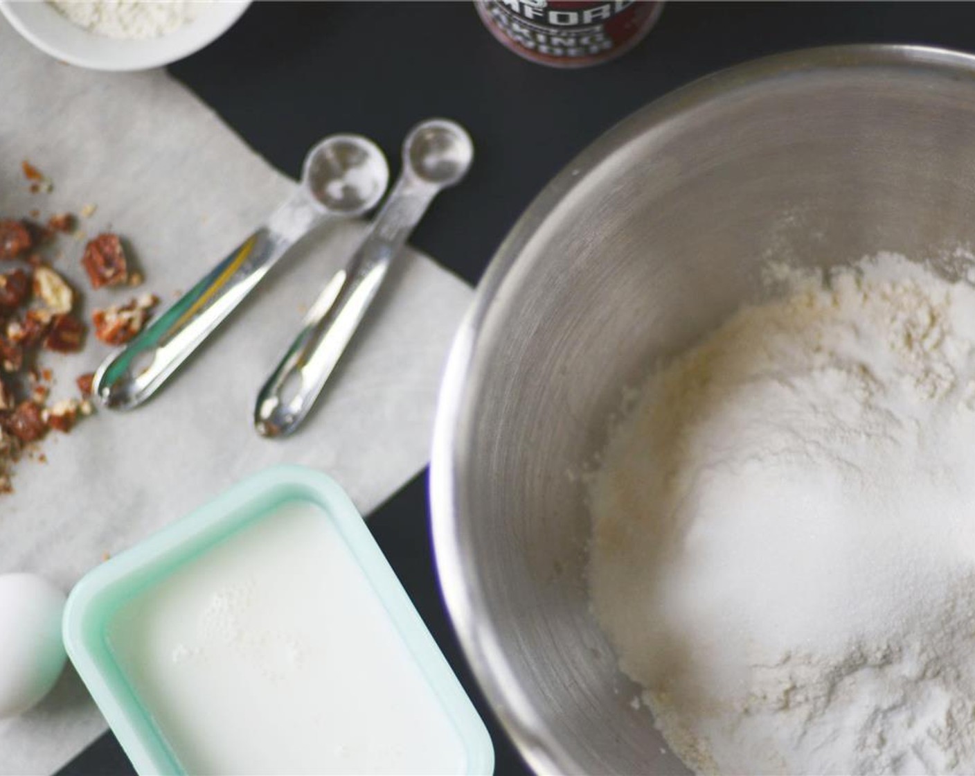 step 3 In a large mixing bowl, whisk together All-Purpose Flour (3 cups), Baking Powder (1 Tbsp), Baking Soda (1/2 tsp), Salt (1/2 tsp), and Granulated Sugar (2 Tbsp).