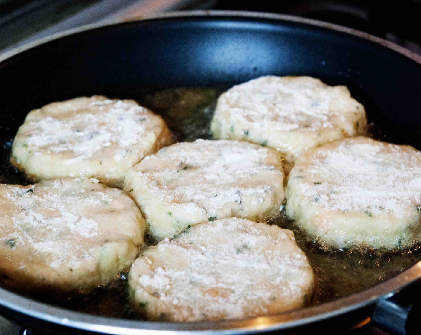 step 8 Fry the fishcakes in Canola Oil (1 dash) for about 3-4 minutes on each side.