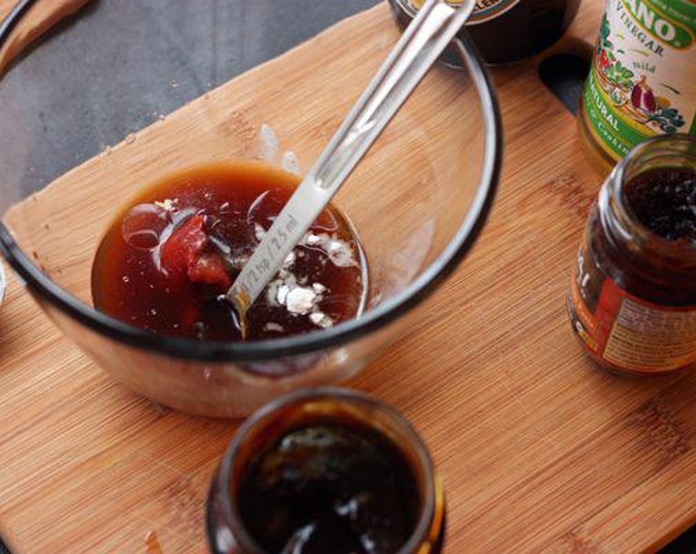 step 4 For the sauce, whisk together the Chicken Stock (3 Tbsp), Tomato Paste (1 Tbsp), Soy Sauce (1/2 Tbsp), Rice Vinegar (1/2 Tbsp), Hoisin Sauce (1 tsp), Chili Paste (1/2 tsp), Vegetable Oil (1 tsp), Granulated Sugar (1/2 Tbsp), and Corn Starch (1 tsp). Set aside.