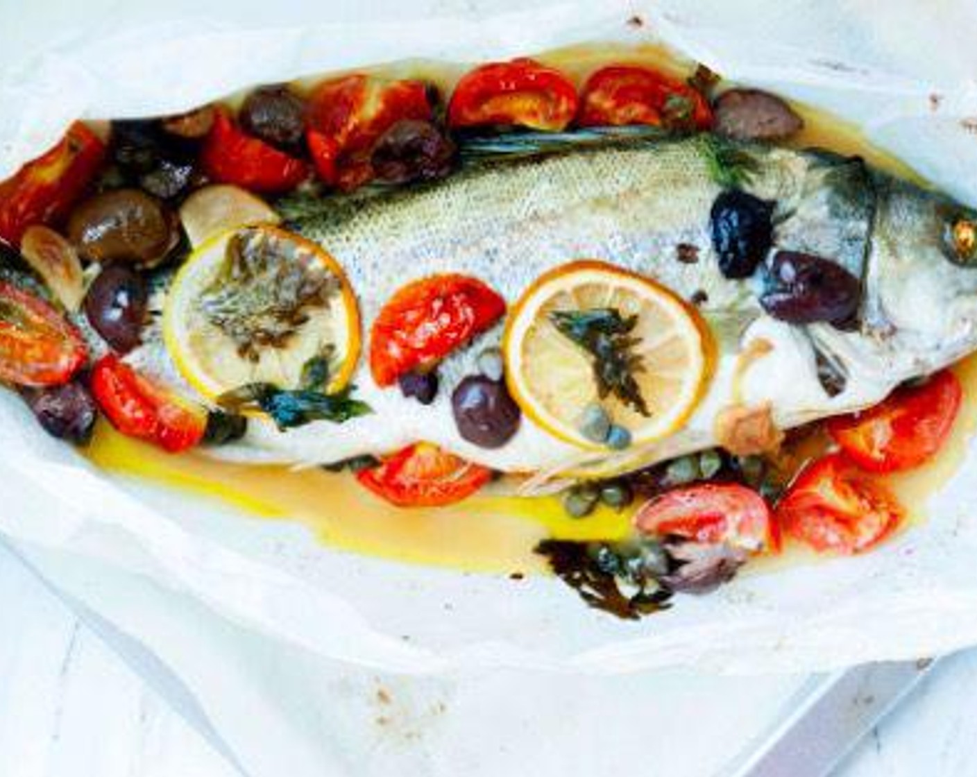 Parchment Paper Mediterranean Style Sea Bass