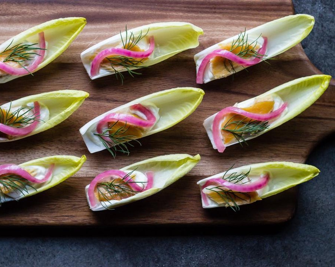 Endive with Whipped Goat Cheese and Smoked Trout