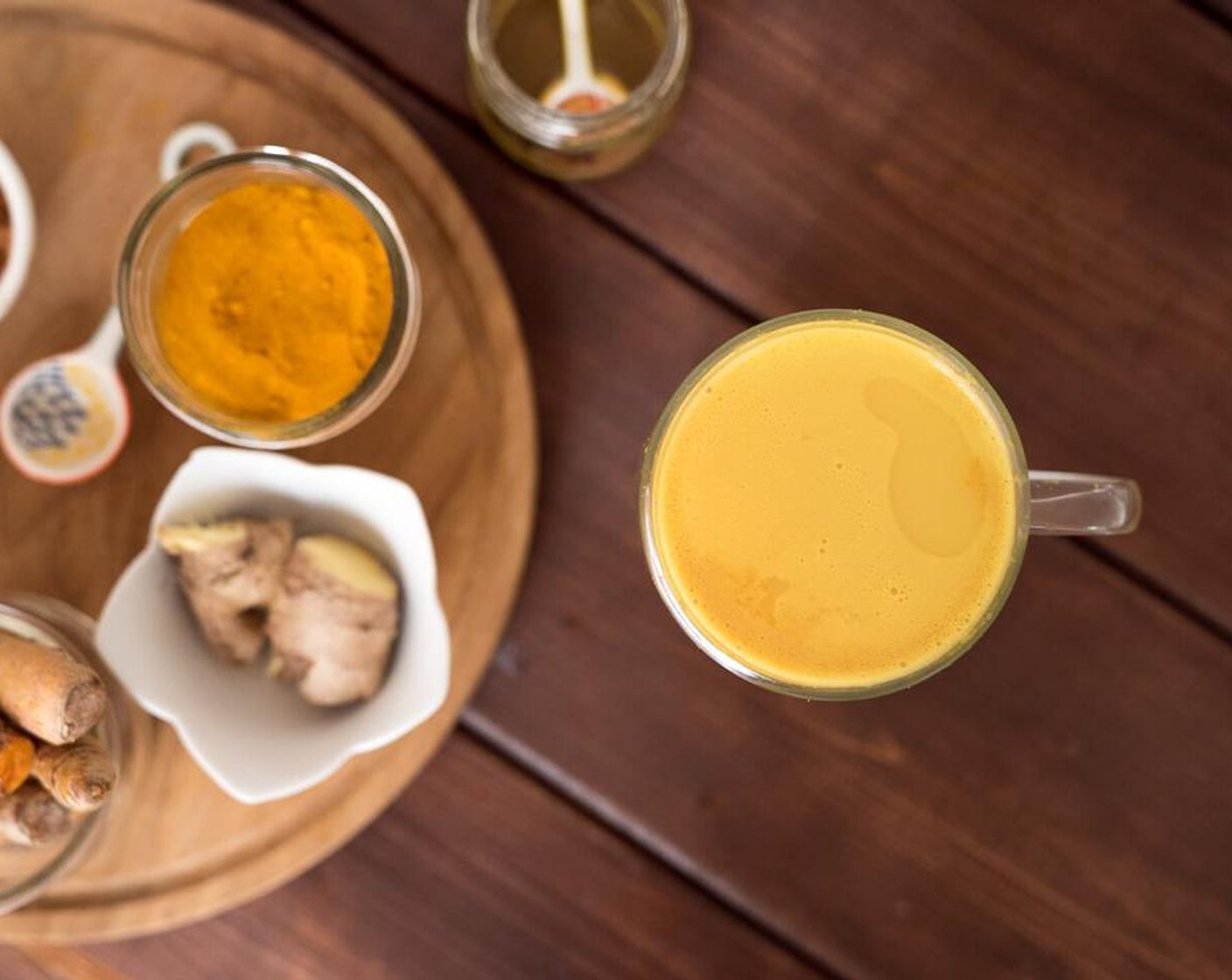 step 1 Combine Coconut Milk (1 cup), Fresh Turmeric (1 Tbsp), and Fresh Ginger (1 tsp) in a bowl. Let sit for 5 to 10 minutes. Strain through a wire mesh sieve or nut bag. Add Maple Syrup (1 Tbsp).