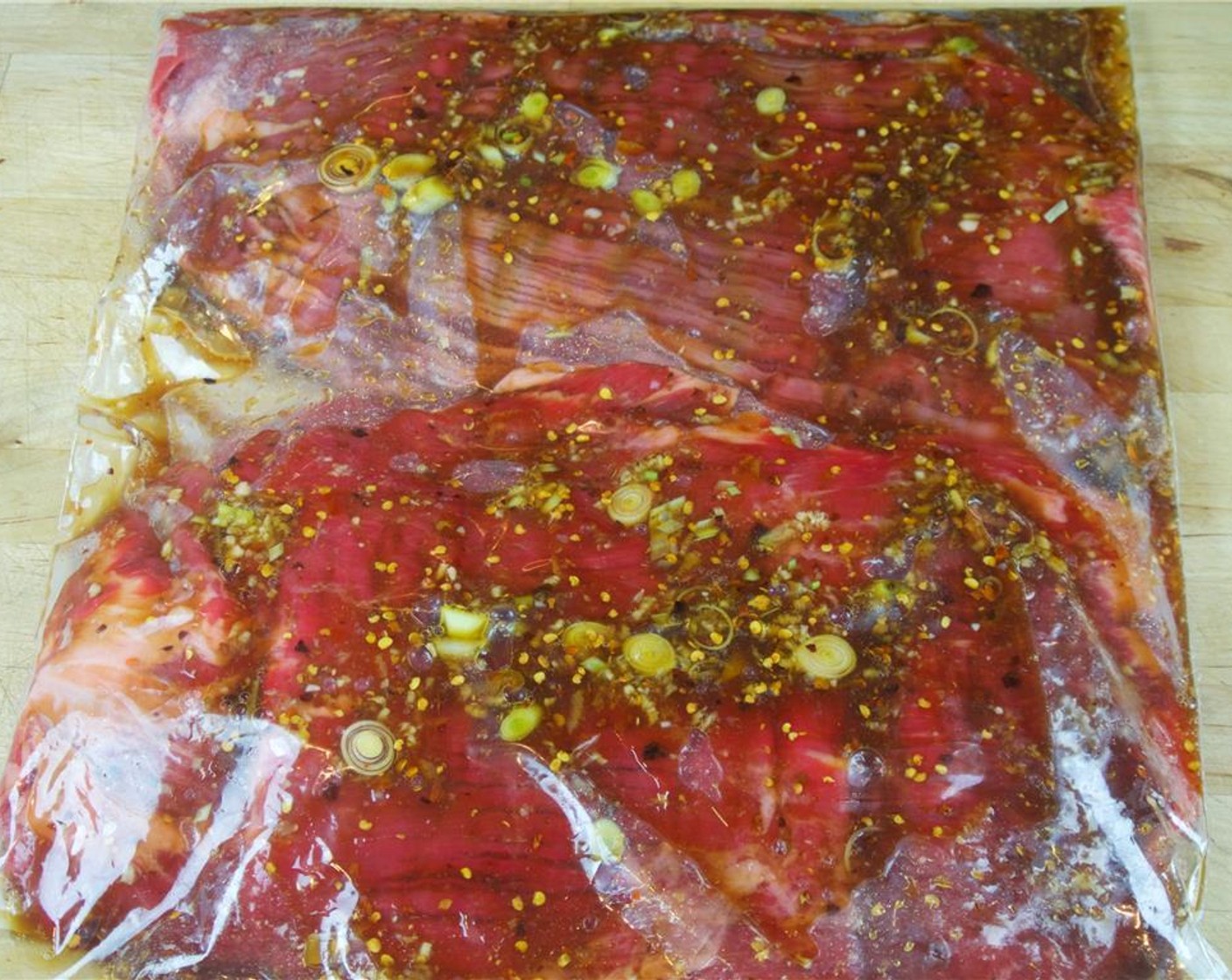 step 2 Put the Flank Steak (1.5 lb) and the marinade in a ziplock bag and refrigerate overnight.