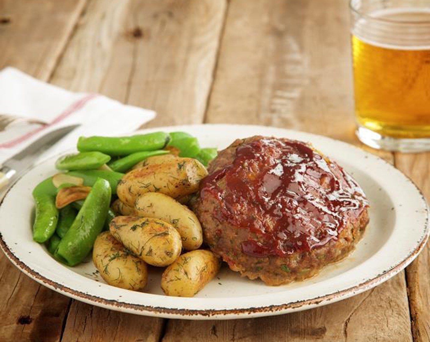 Individual Meatloaves with Potatoes and Peas