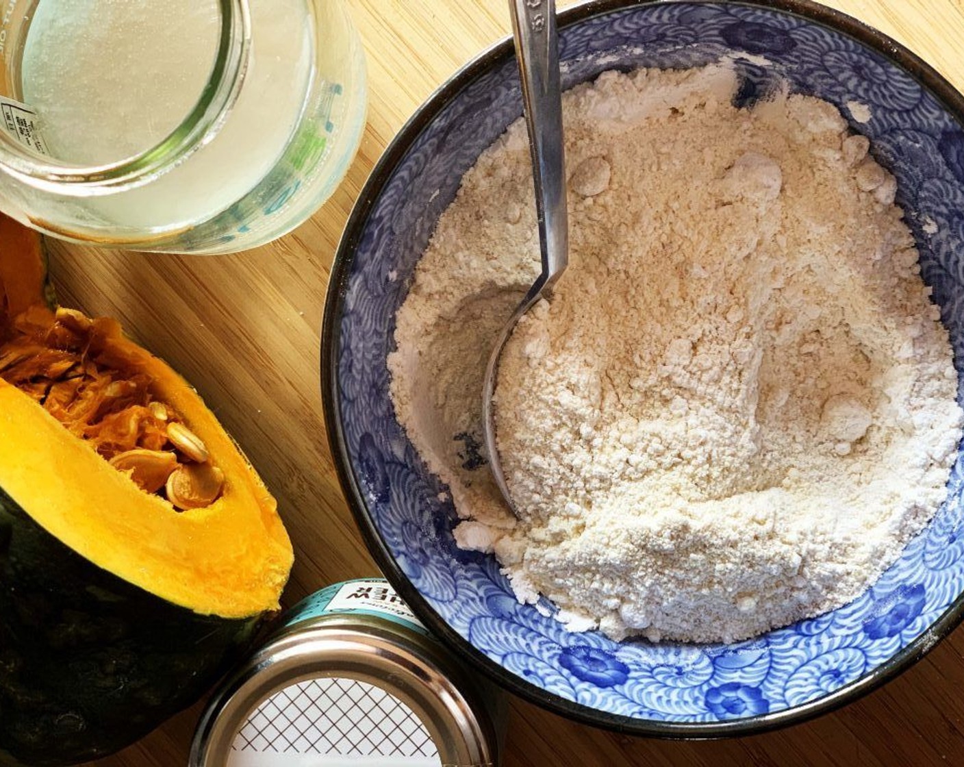 step 2 For the crust place the Kamut Flour (1/2 cup), Oat Flour (2 Tbsp), Almond Flour (1/4 cup), Rice Flour (1/4 cup) and Xanthan Gum (1/8 tsp) into a large bowl