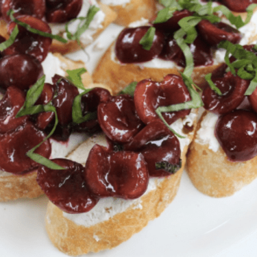 Balsamic Cherry and Goat Cheese Crostini Recipe | SideChef