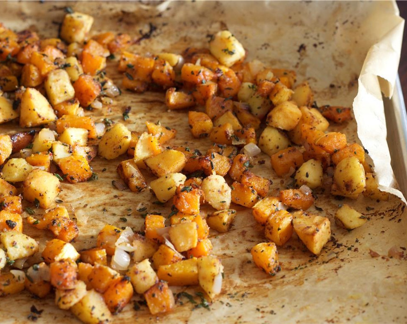 step 8 Toss the juice from Lemon (1) and Fresh Thyme (2 tsp) with the roasted succotash.