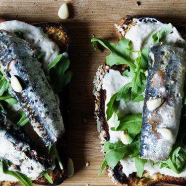 Toast with Canned Sardines and White Bean Puree Recipe | SideChef