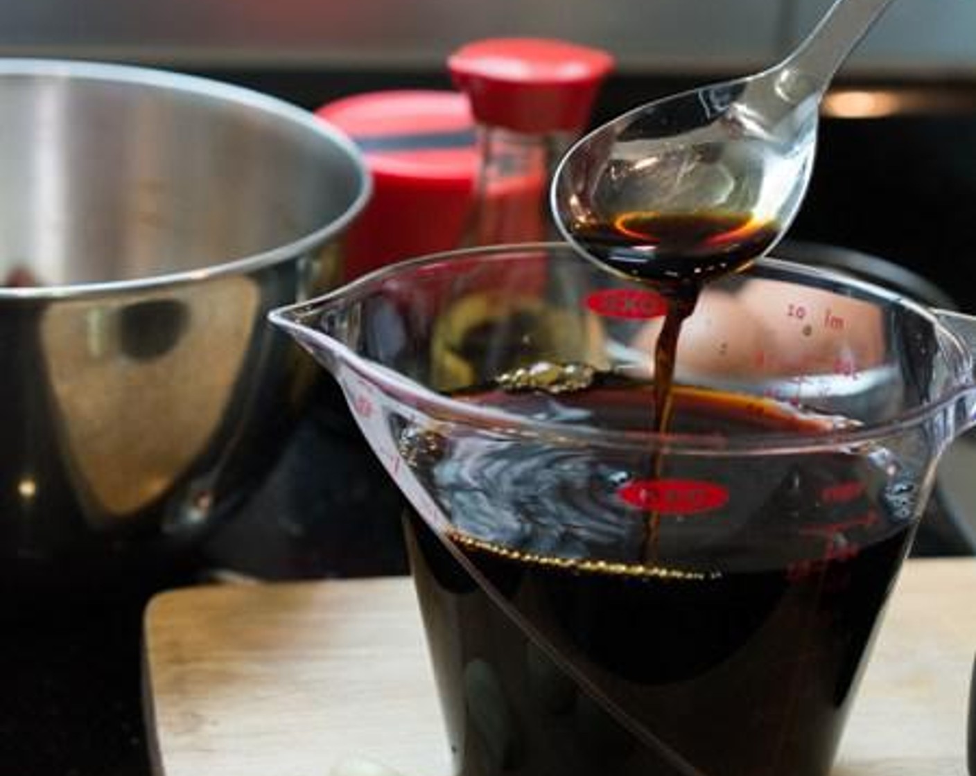 step 2 Prepare the soy sauce broth by combining Water (1 1/2 cups), Granulated Sugar (1 Tbsp), Soy Sauce (2 Tbsp), and Dark Soy Sauce (1/2 Tbsp). Set aside.