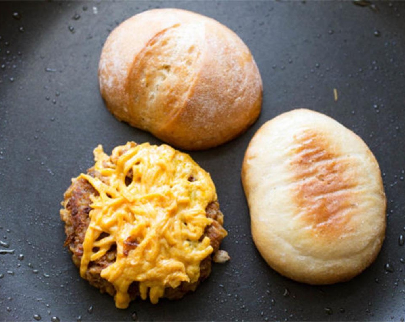 step 10 Carefully place it the frying pan and let the burger cook for 2-3 minutes. Carefully flip the burger, place vegan cheese on top of burger, cover the skillet with a tight fitting lid and reduce the heat to medium-low. Let cook for 2-3 minutes until cheese melts.