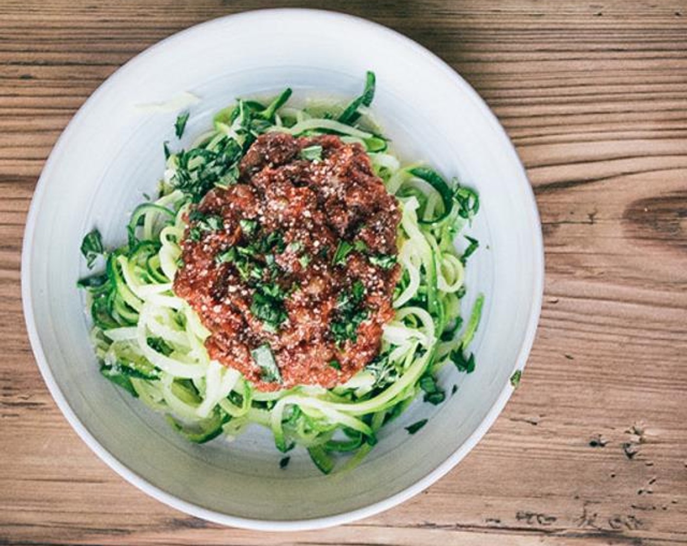 Zucchini Spaghetti with Lentil Marinara