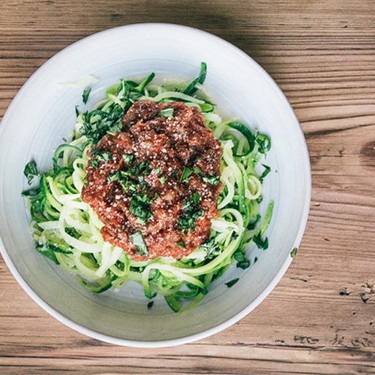Zucchini Spaghetti with Lentil Marinara Recipe | SideChef