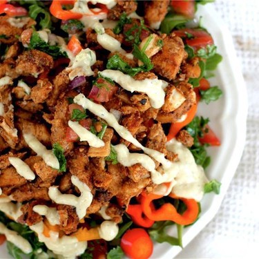 Middle Eastern Chicken Salad & Dill Pickle Tahini Recipe | SideChef