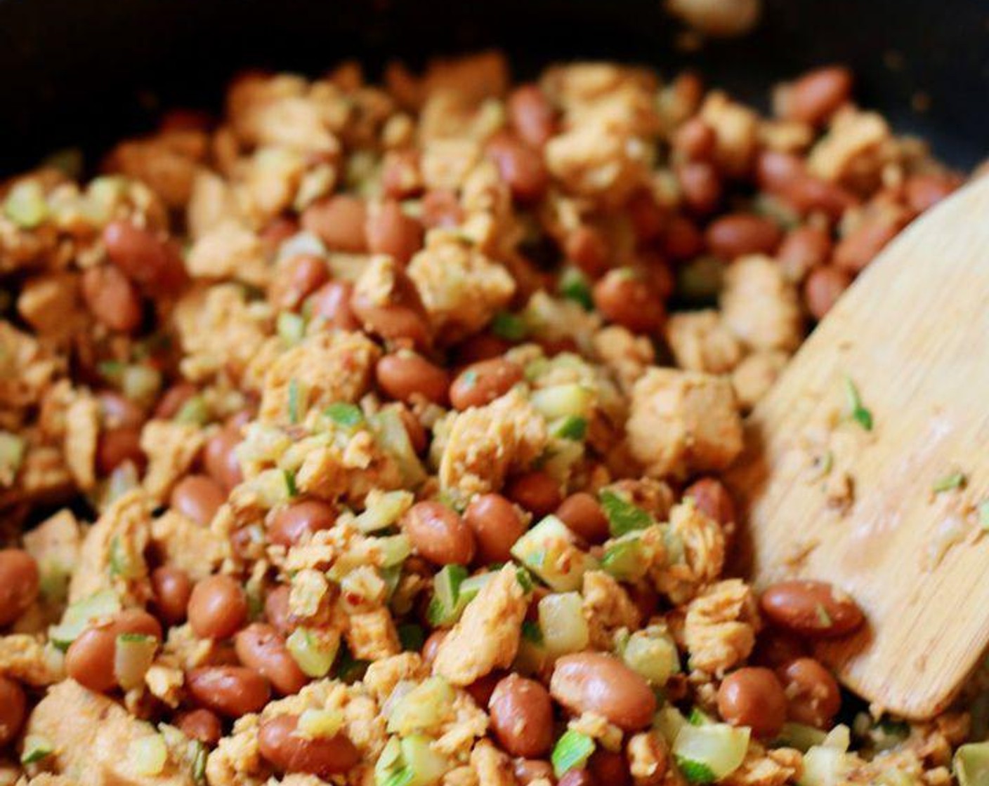 step 2 Cook the mixture in a pan with Vegan Chicken Strips (to taste) for about 5 minutes on medium-medium high heat.