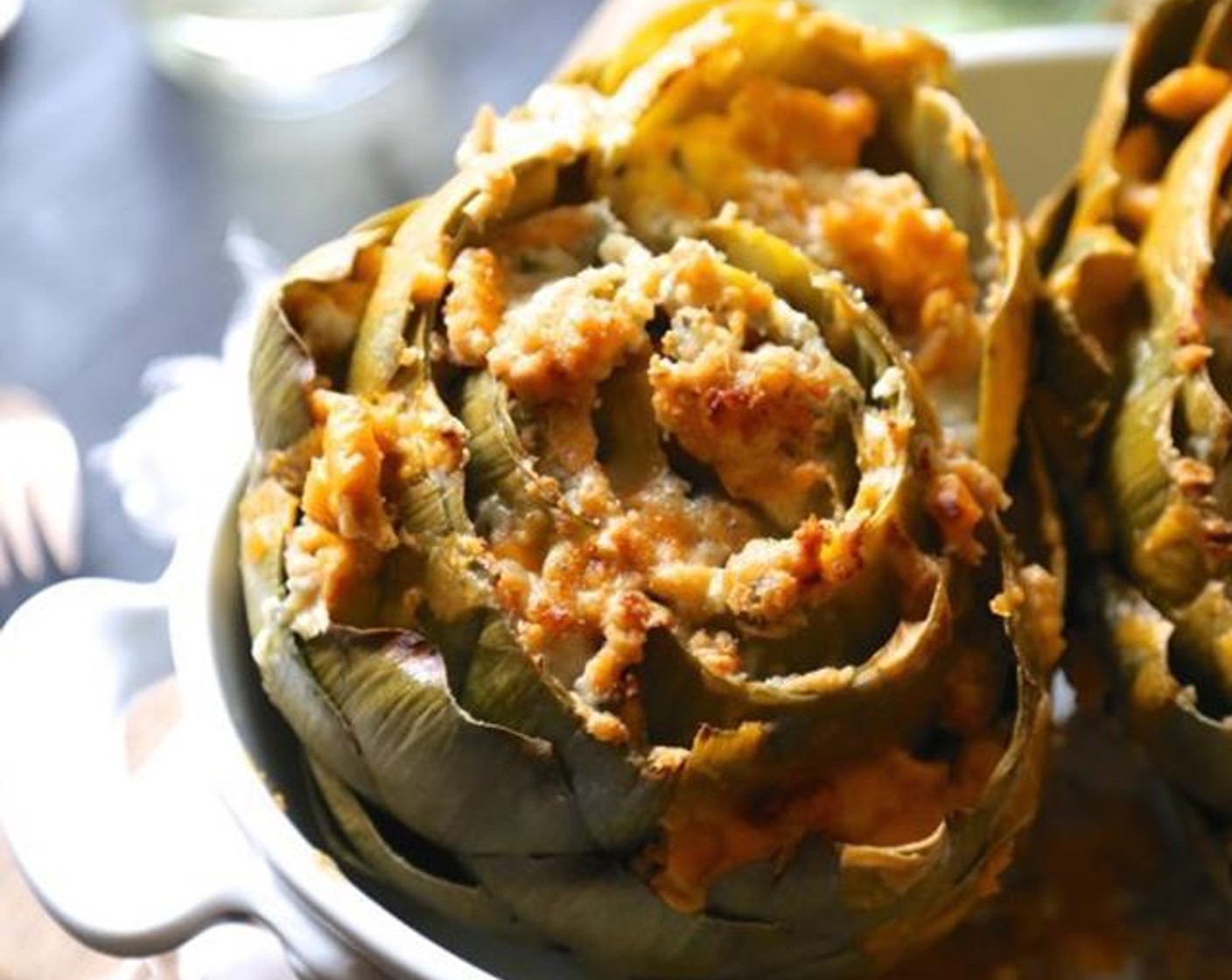 Baked Buffalo Chicken Stuffed Artichokes With Blue Cheese