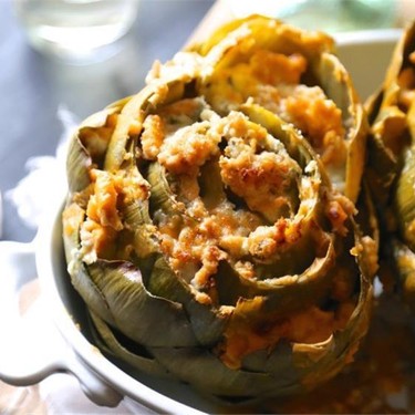 Baked Buffalo Chicken Stuffed Artichokes With Blue Cheese Recipe | SideChef