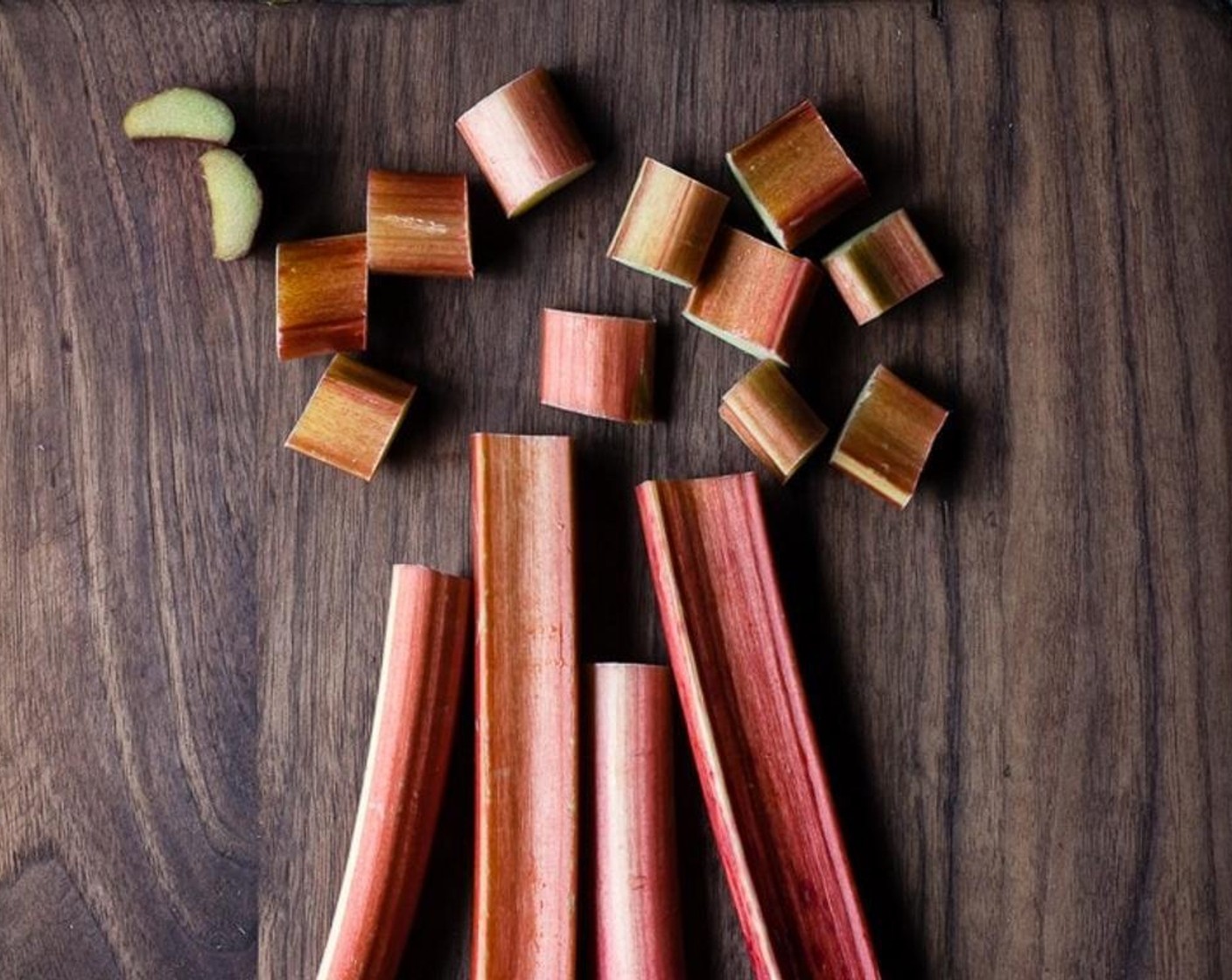 step 2 Cut the Rhubarb (8 oz) into 1 inch pieces, put in a bowl and add the Lavender Vanilla Sugar (1/2 cup) to the rhubarb. Stir and let the sugar soak into the rhubarb while you roll the pie crust and prep the strawberries.