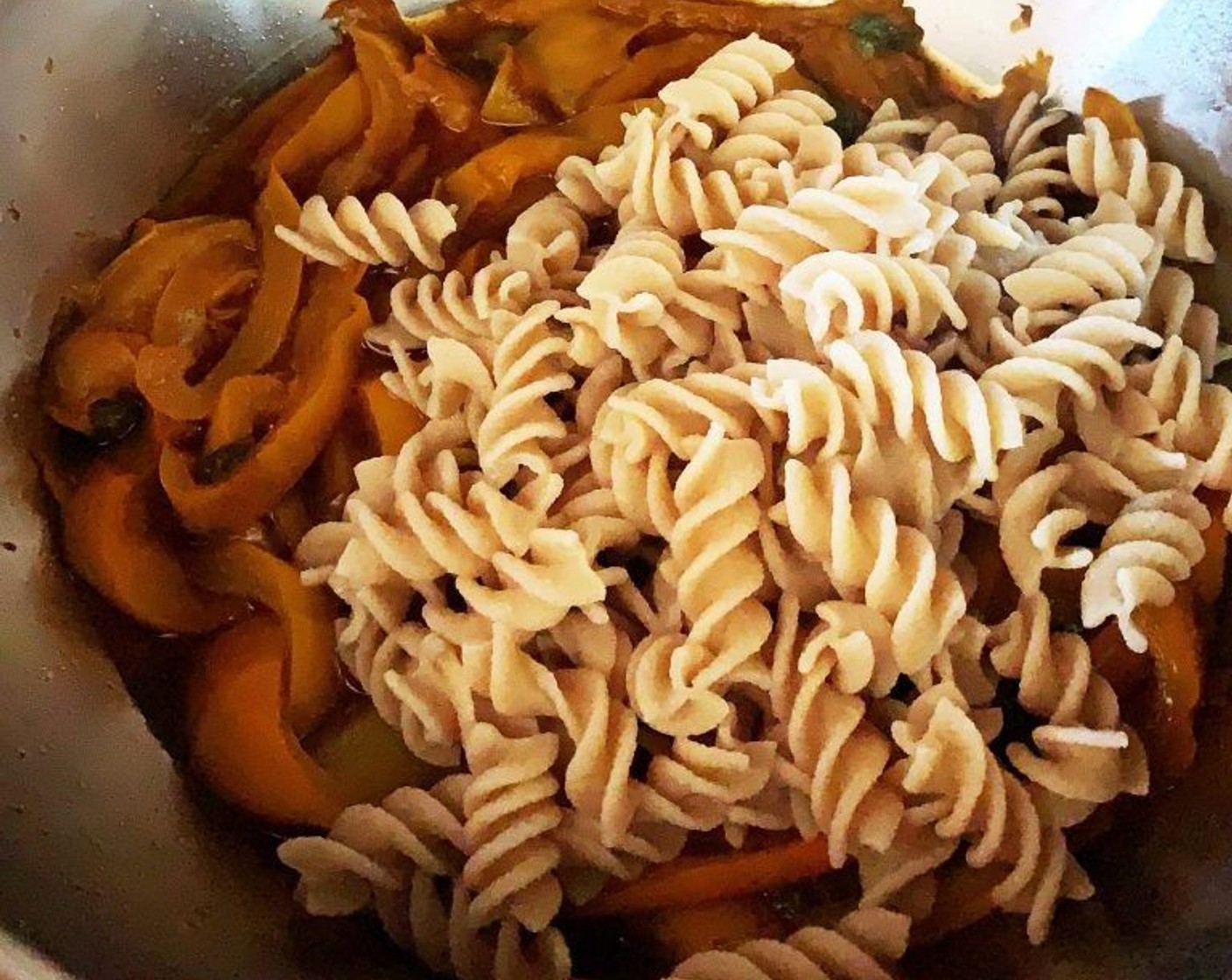 step 3 Boil Whole Wheat Penne Pasta (3/4 cup) based on package instructions, then drain it and add it to the skillet with the sauce.