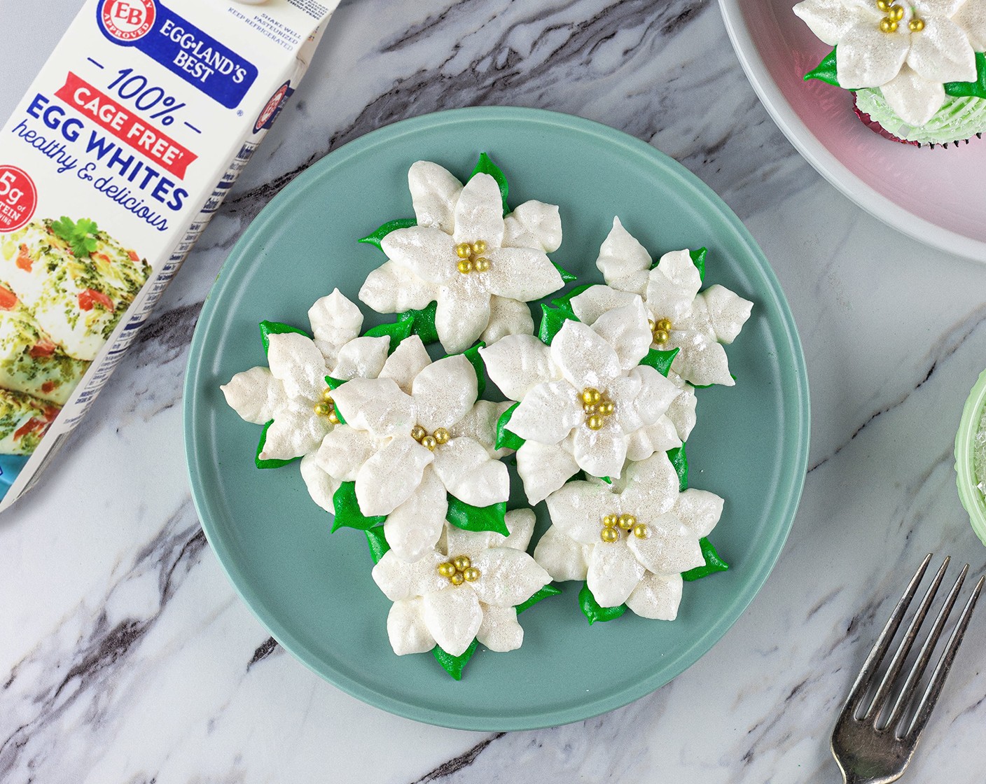 Poinsettia Meringue Cookies
