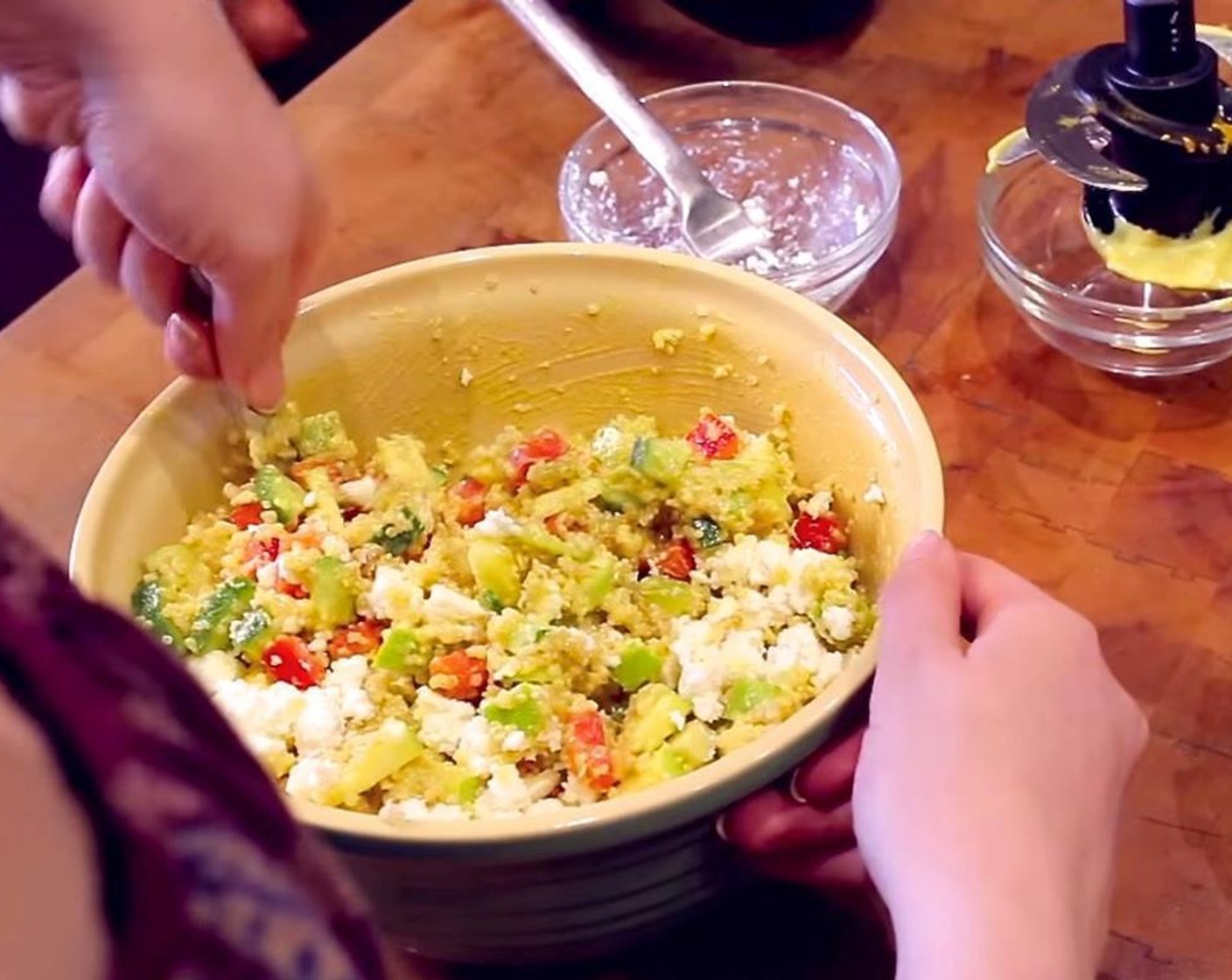 step 4 Transfer to a serving bowl, and top with Feta Cheese (4 Tbsp). Enjoy!