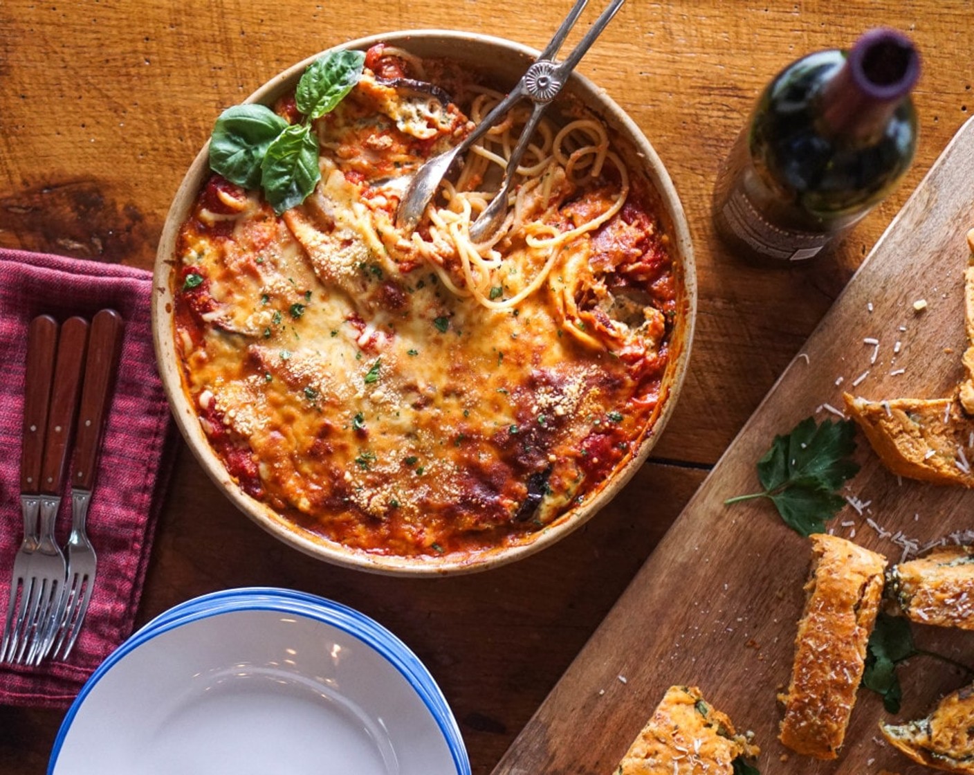 step 9 Serve and enjoy!Let stand for 10 minutes before serving and serve with bread or Spaghetti (8 oz), and a side of grated Parmesan.