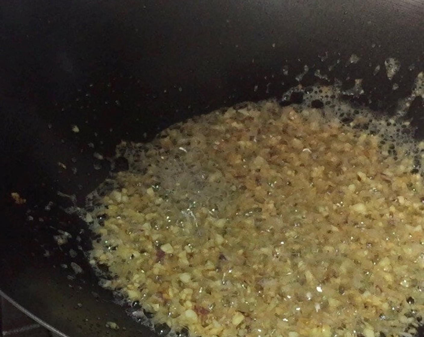 step 26 First heat up Vegetable Oil (3 Tbsp) in wok and saute chopped shallots and garlic. Then add in chopped dried shrimps and fry till fragrant.