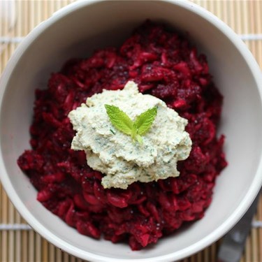 Springtime Poppy Seed Beet Pasta with Mint Ricotta Recipe | SideChef