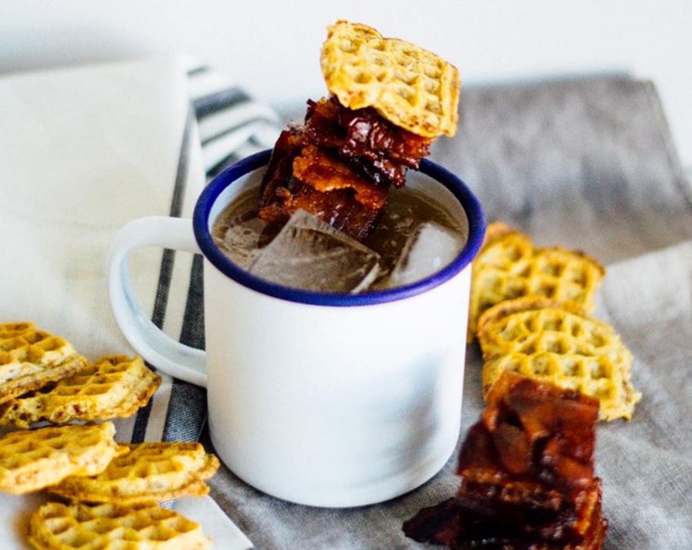 step 3 Garnish with Candied Bacon (to taste) and Cinnamon Waffle Toasts (to taste).