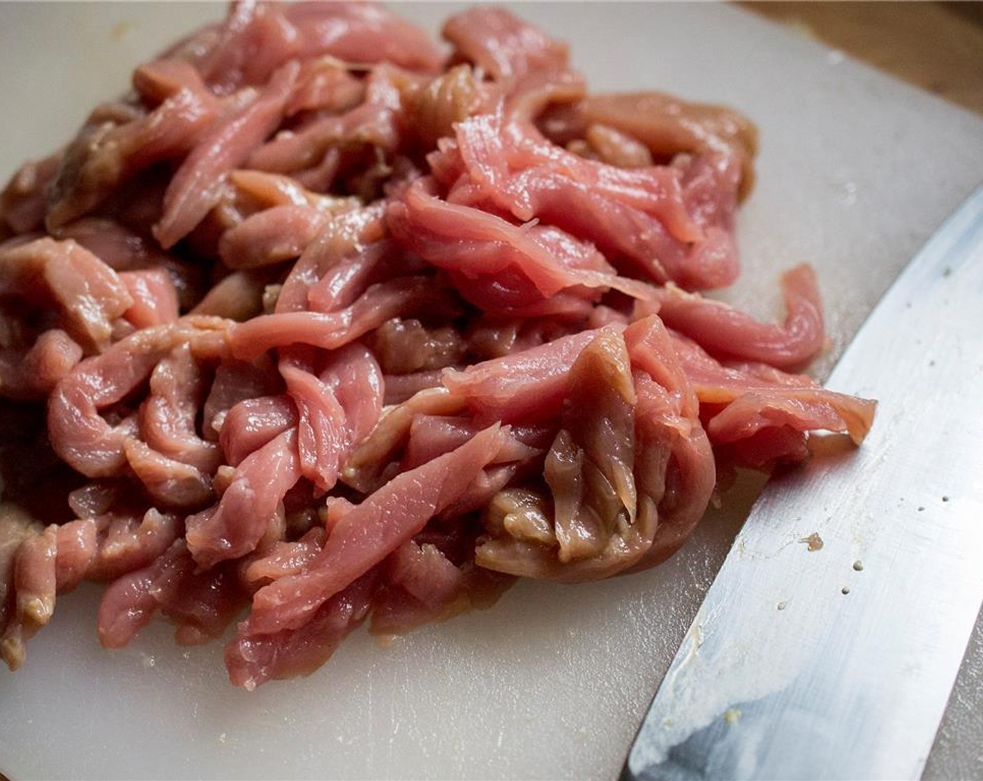 step 5 Cut the Pork Loin (1 lb) into 3-inch x 1/4-inch strips.