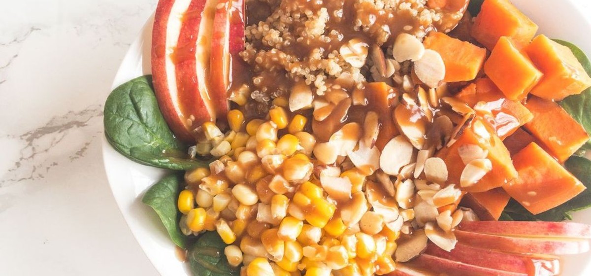 Vegan Quinoa Bowl with Peanut Dressing Recipe | SideChef