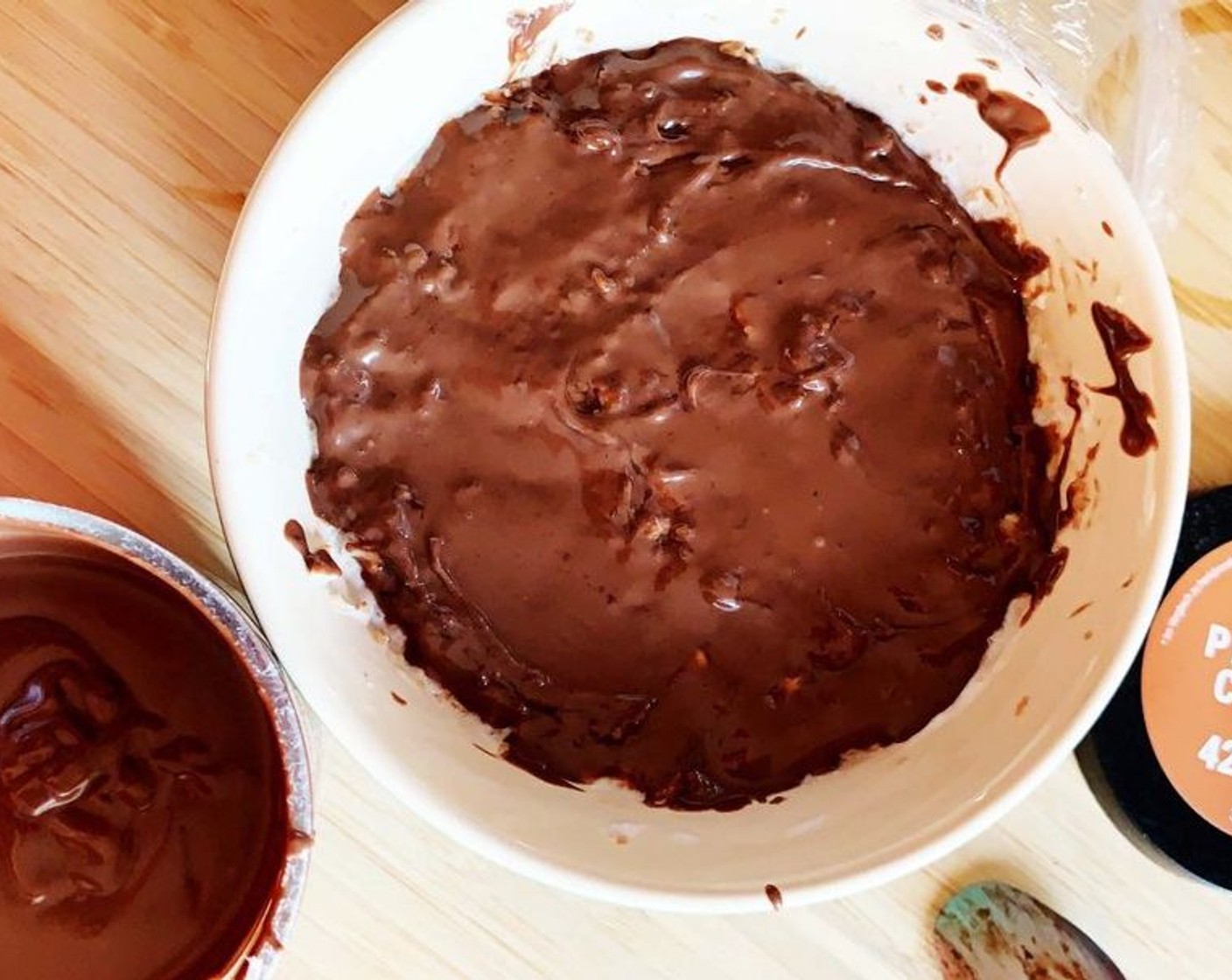 step 2 Stir again and let cool down to lukewarm. Add in the Greek Yogurt (1/4 cup) and stir it gently. Cover the top with Chocolate Protein Cream (2 Tbsp).