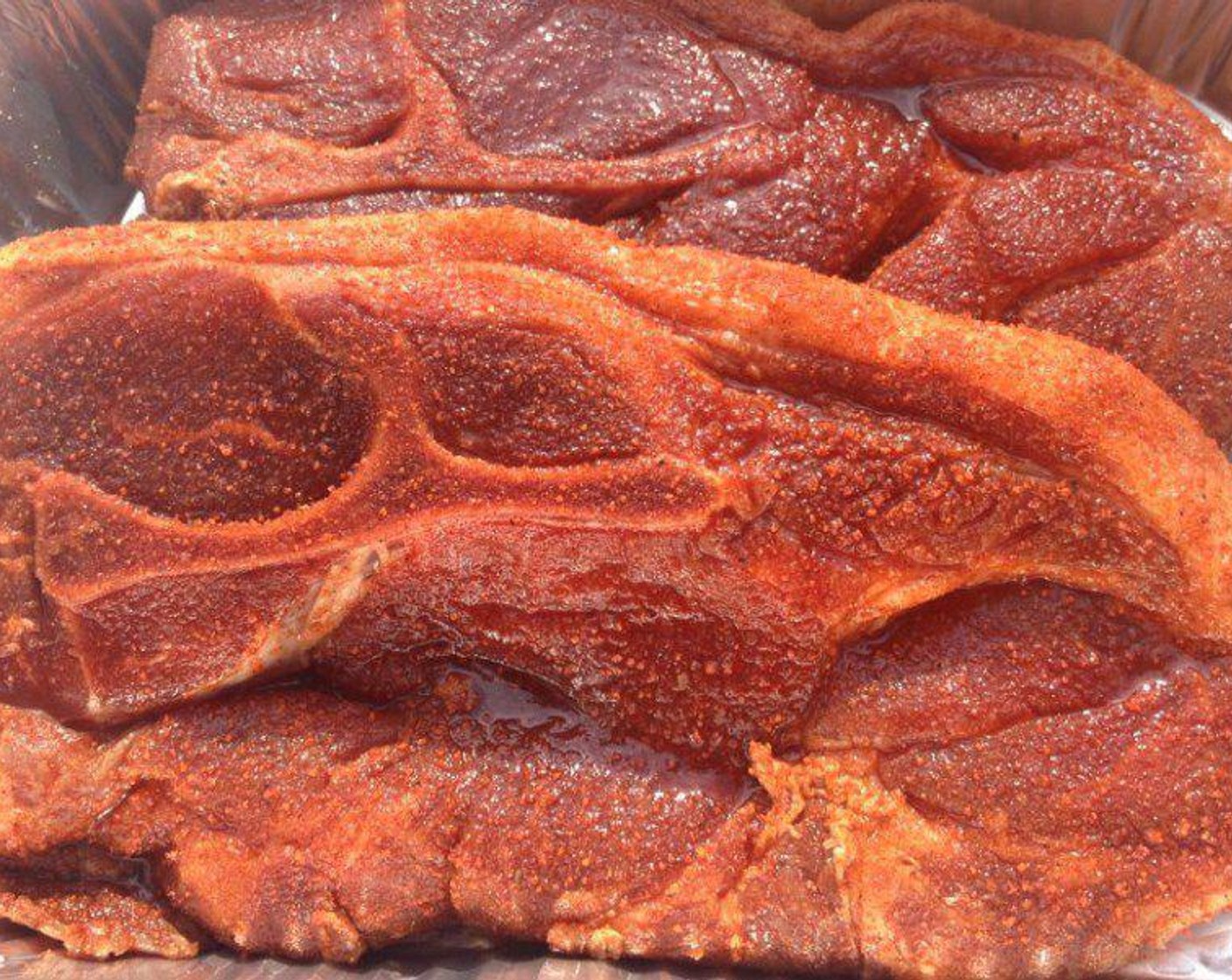 step 4 Next apply a good coating of Barbecue Rub (to taste) to the outside and let them sit on the counter for a few minutes while the smoker is coming up to temperature.