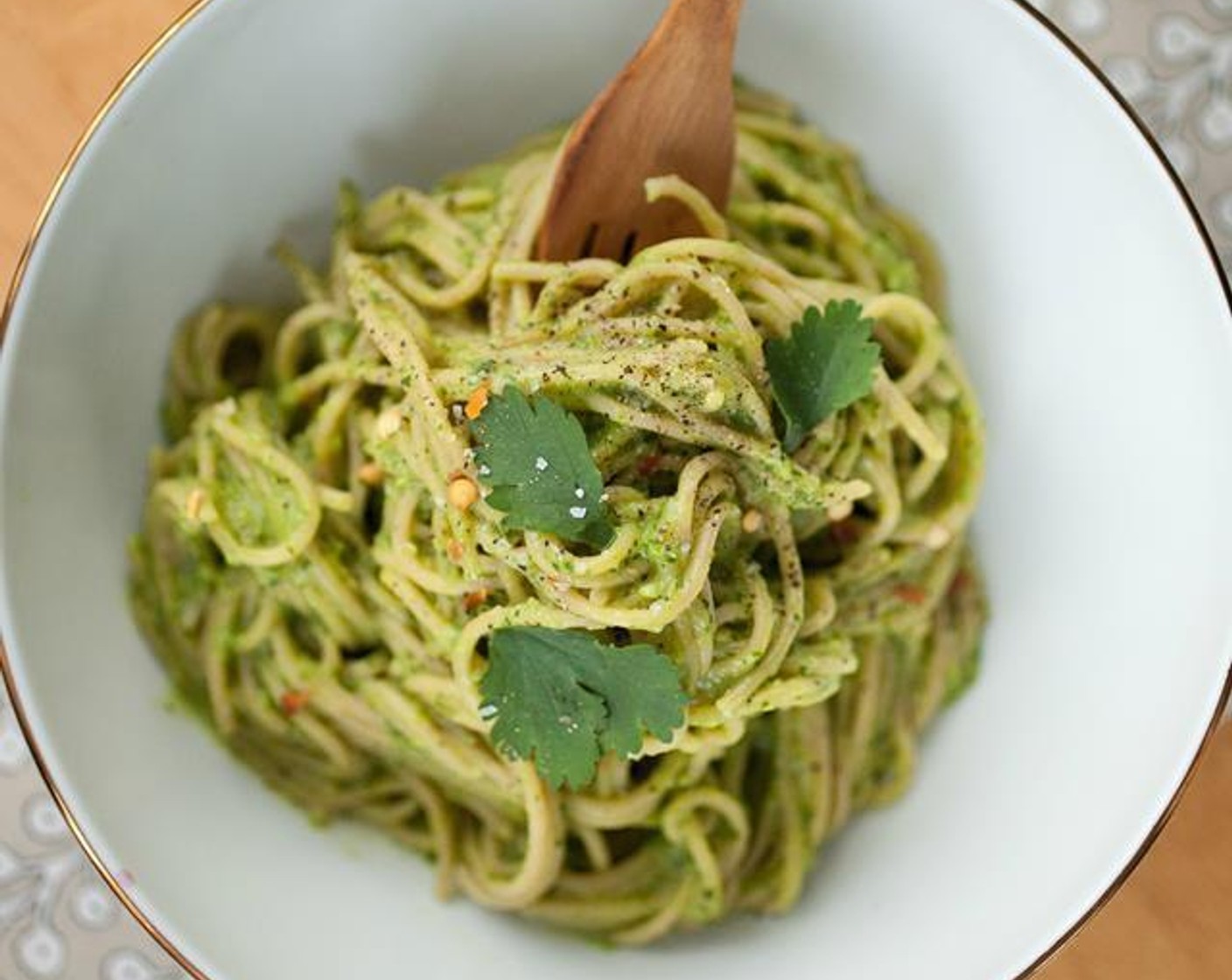 Avocado-Cilantro Cream Angel Hair