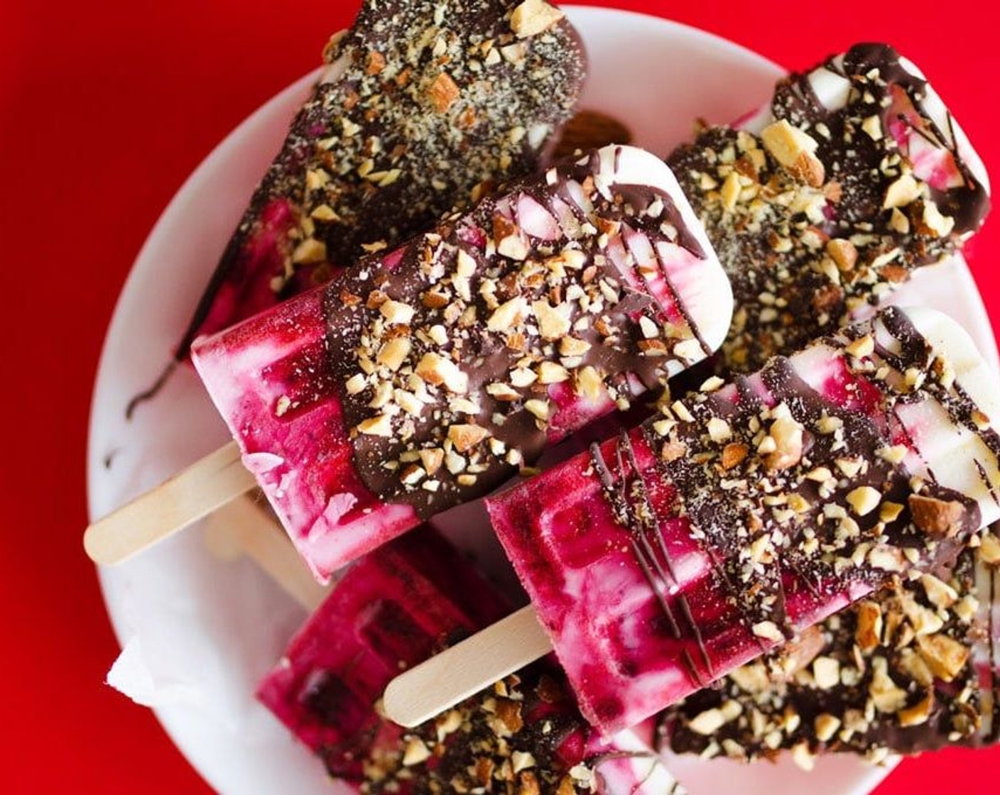 Chocolate Covered Cherry Yogurt Popsicles