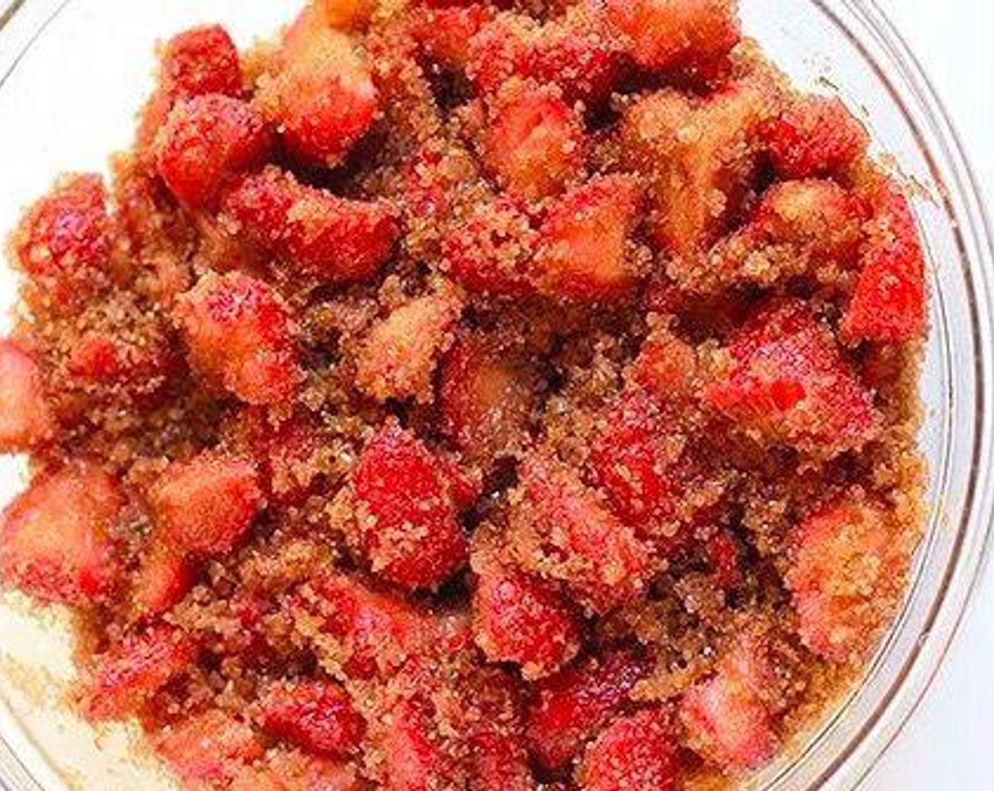 step 1 For the strawberry shrub: in a large bowl mix the Fresh Strawberries (3 cups) and Raw Cane Sugar (3 cups). Lightly crush some of the berries with your fingers.